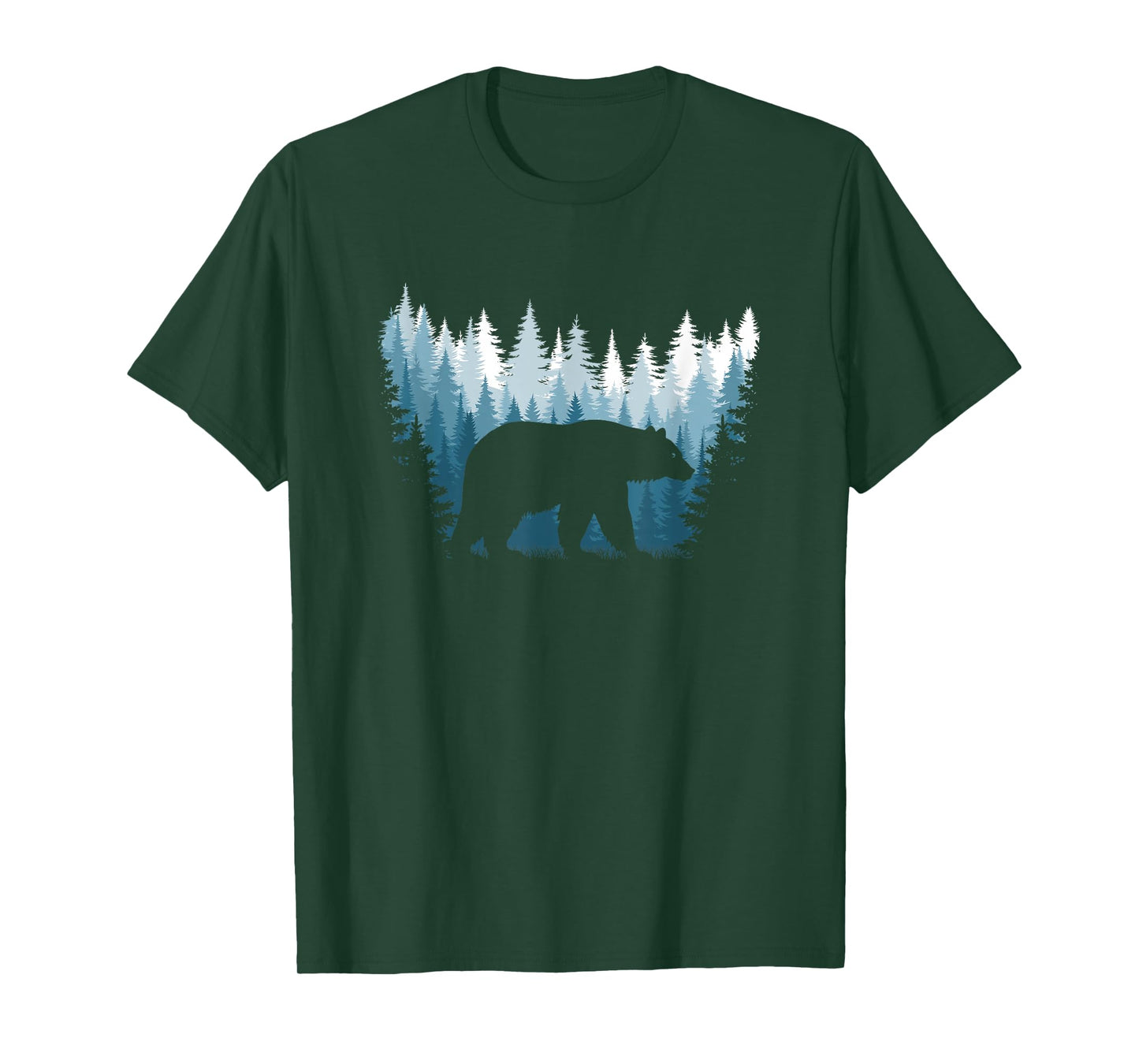 Bear Landscape Pine Tree Forest Nature Graphic Men Women T-Shirt