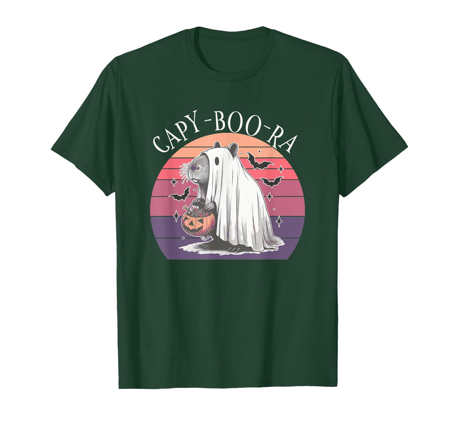 CAPY-Boo-RA Capybara Boo Ghoul Pumpkin Bats Quote T-Shirt