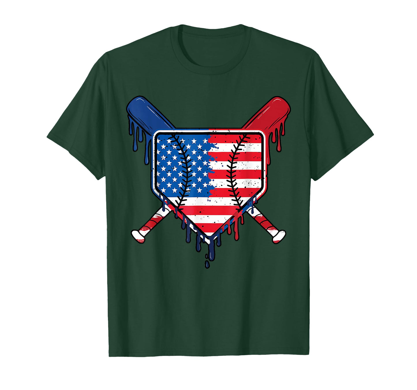 Baseball Drip Boys Ice Cream Patriotic American Flag T-Shirt