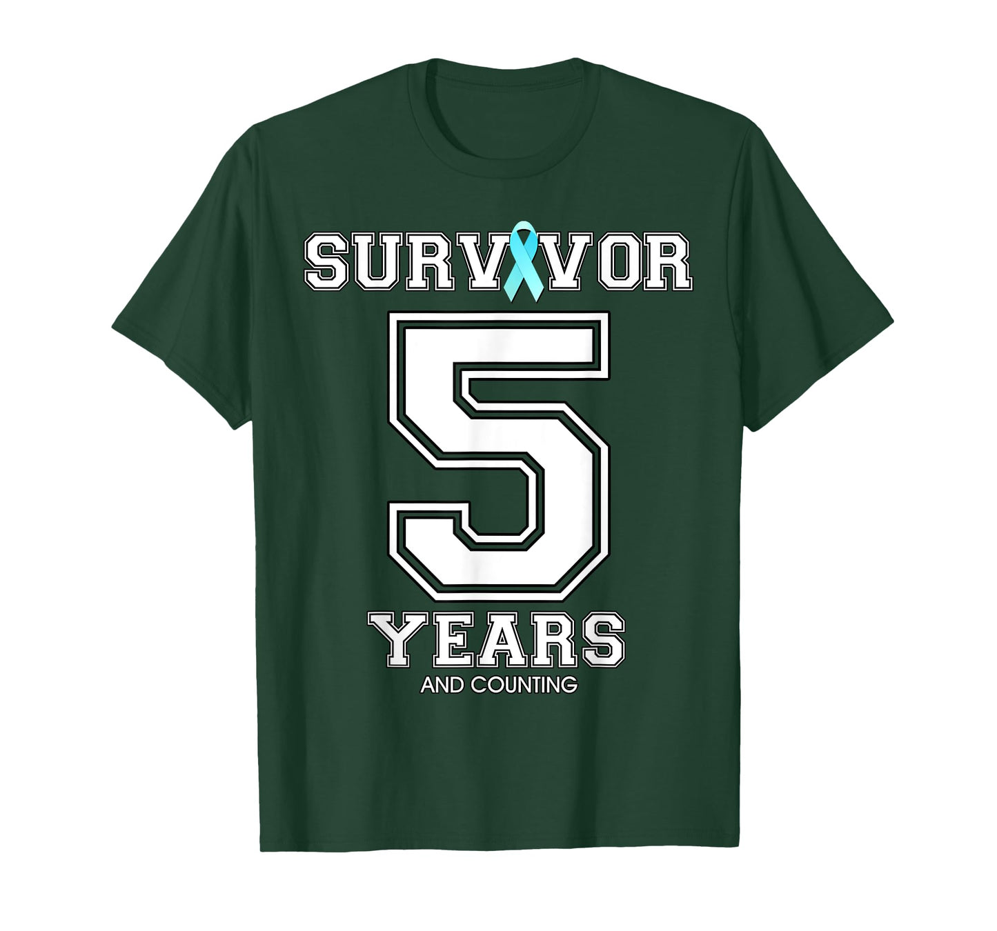 5 Years Ovarian Cancer Survivor Teal Ribbon Gift For Women T-Shirt