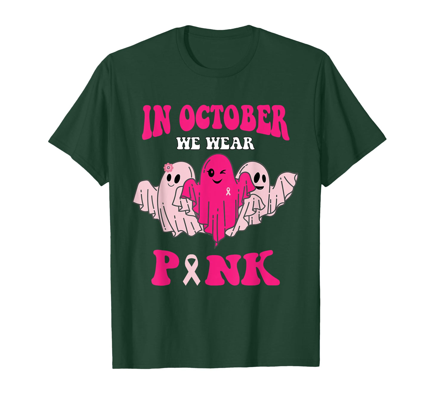 Groovy Breast Cancer Awareness In October We Wear Pink T-Shirt
