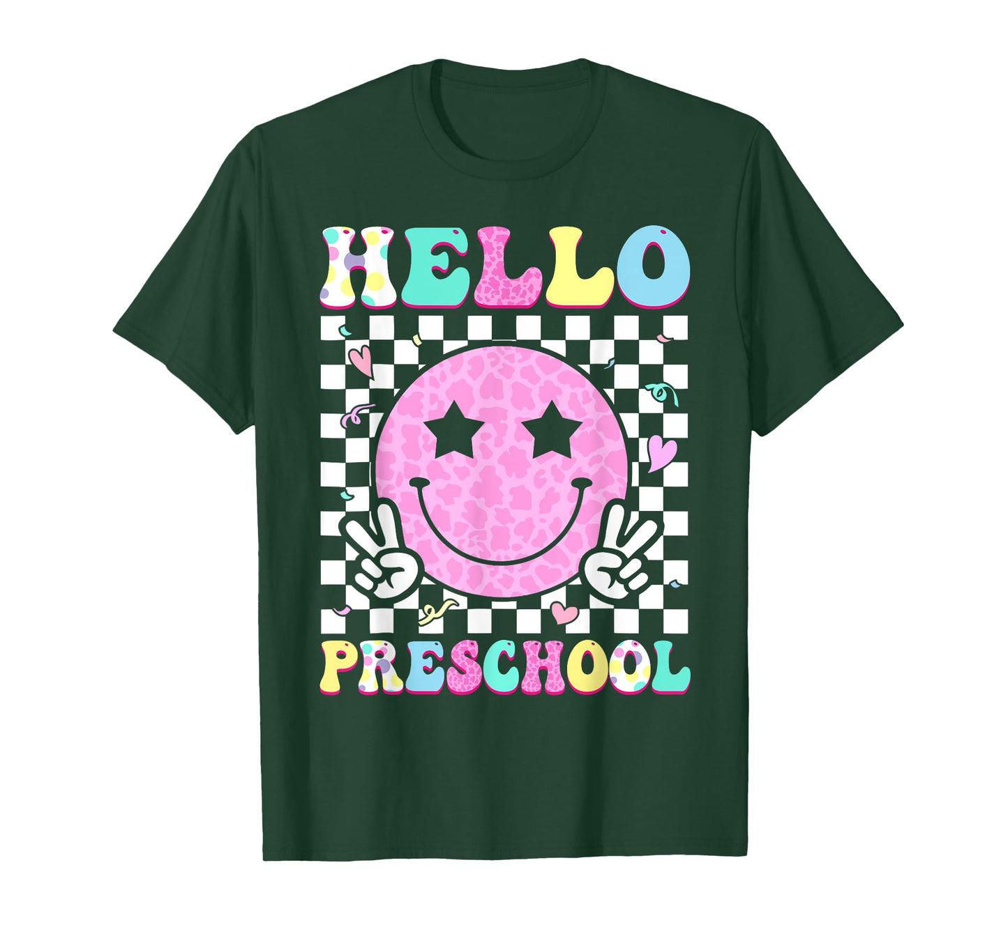 Hello Preschool Groovy Back to School Pre-K Team Girls Kids T-Shirt