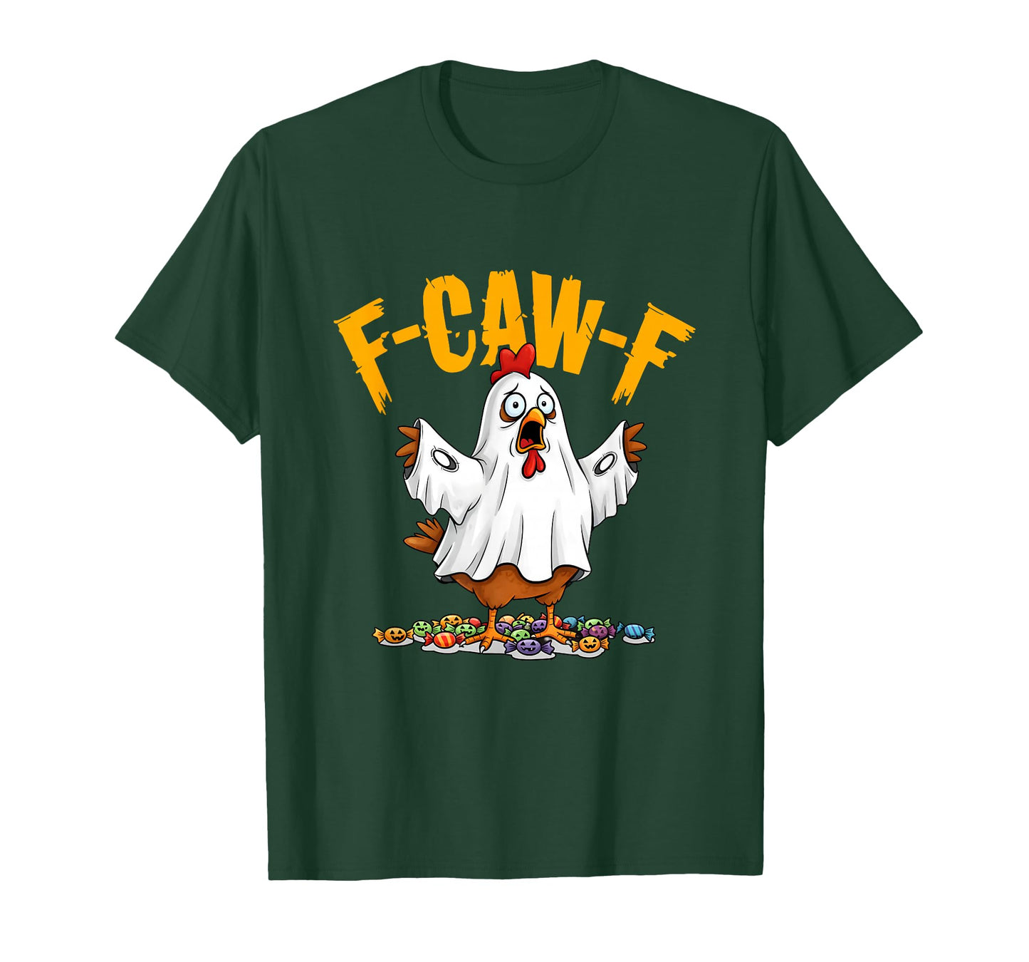 Funny F-CAW-F Chicken FCAWF Roaster Meme Boo Ghost Halloween T-Shirt