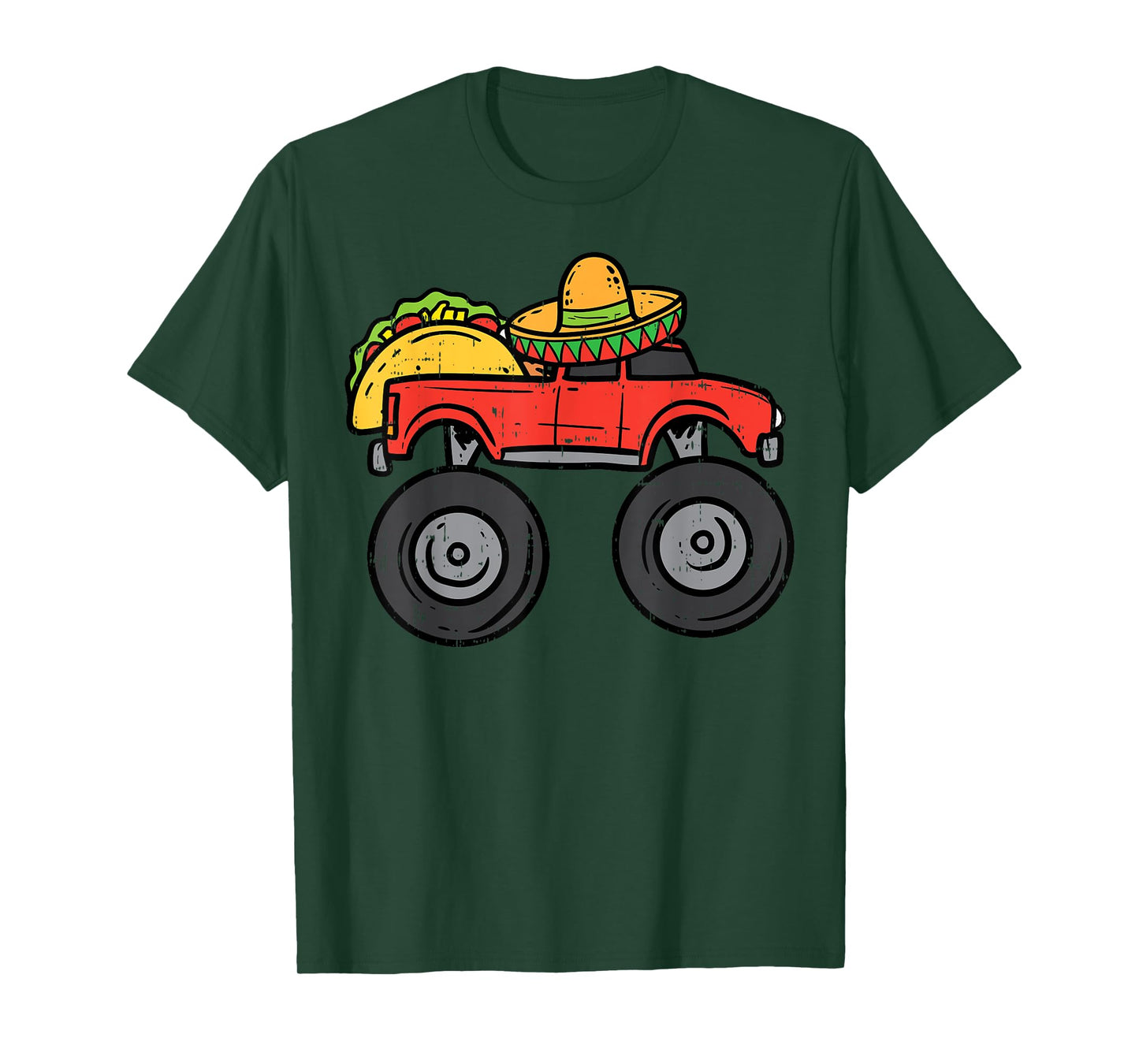 Taco Monster Truck Sombrero Cinco De Mayo Mexican Boys Kids T-Shirt