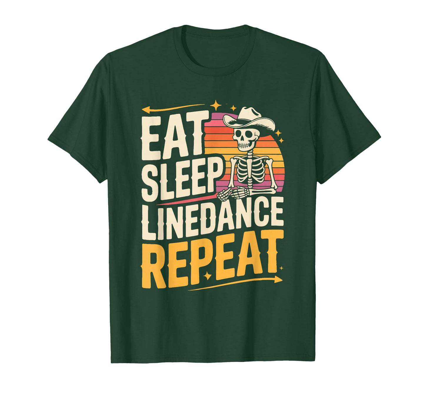 Eat Sleep Linedance Repeat Skeleton Cowboy T-Shirt
