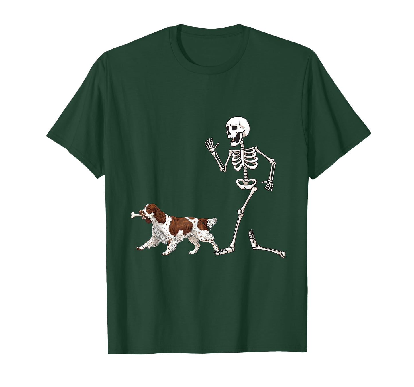 Funny Halloween English Cocker Spaniel and Skeleton T-Shirt