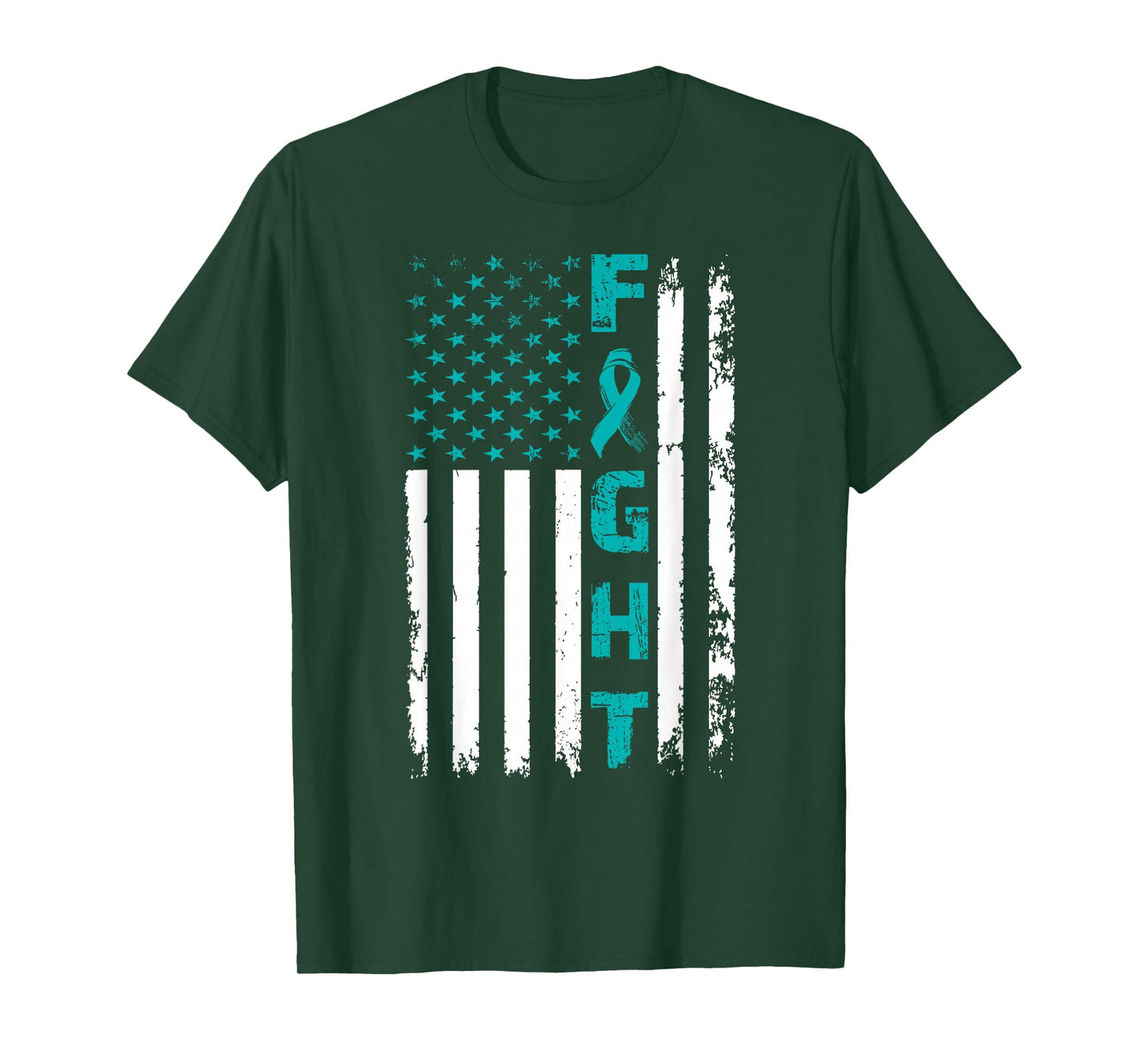 Fight Ovarian Cancer American Flag Awareness Survivor T-Shirt