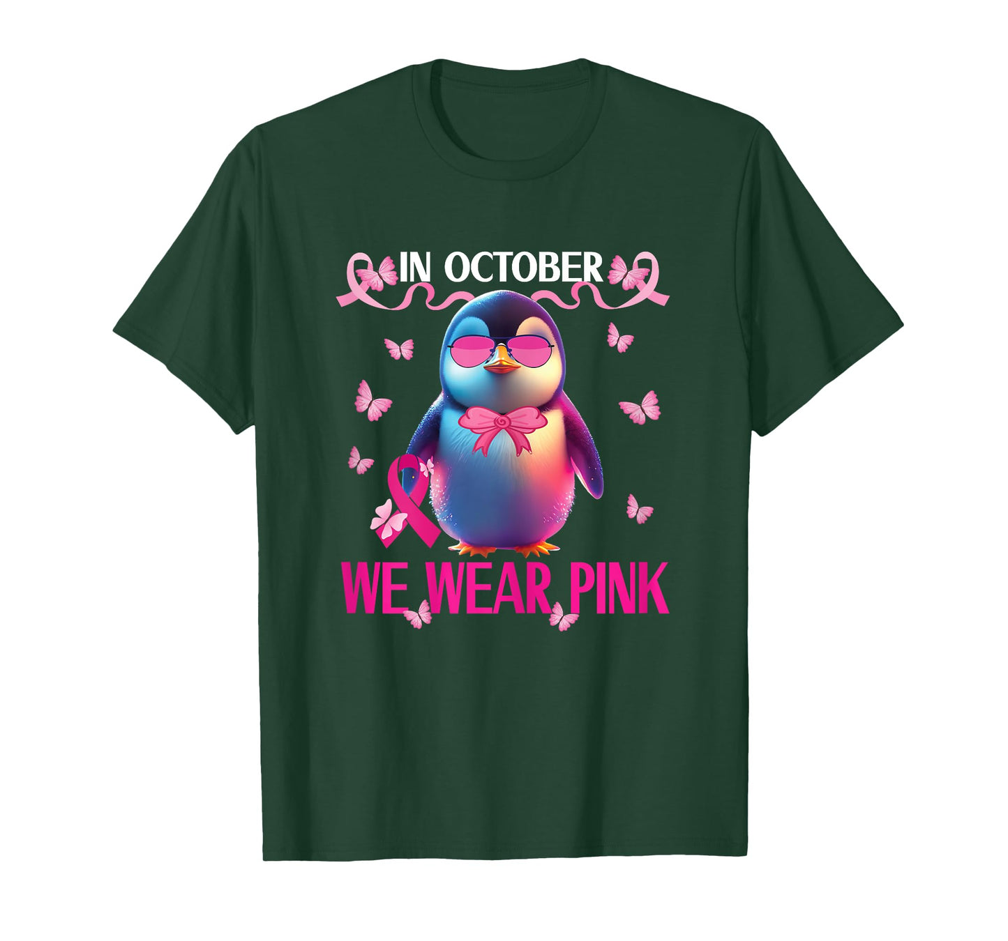 girls breast cancer awareness for toddlers kids penguin T-Shirt