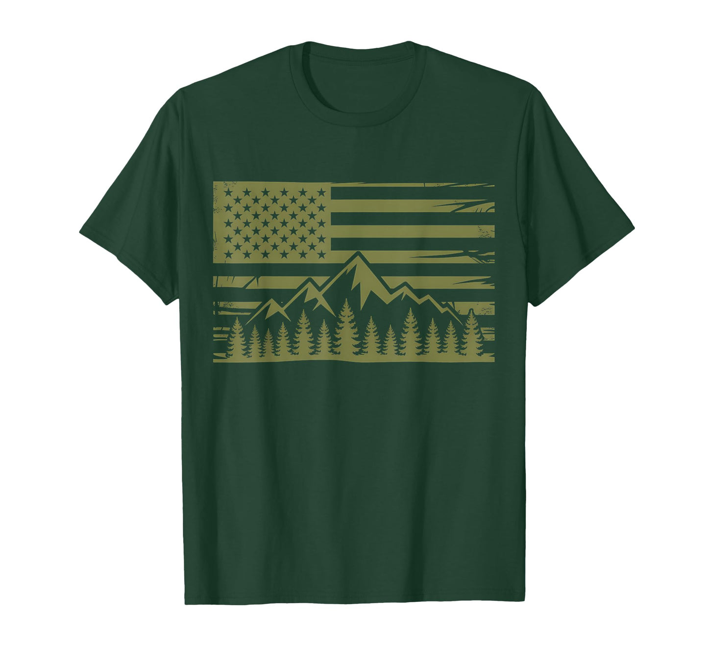 Forest Tree Wildlife Nature Outdoor American USA Flag Forest T-Shirt