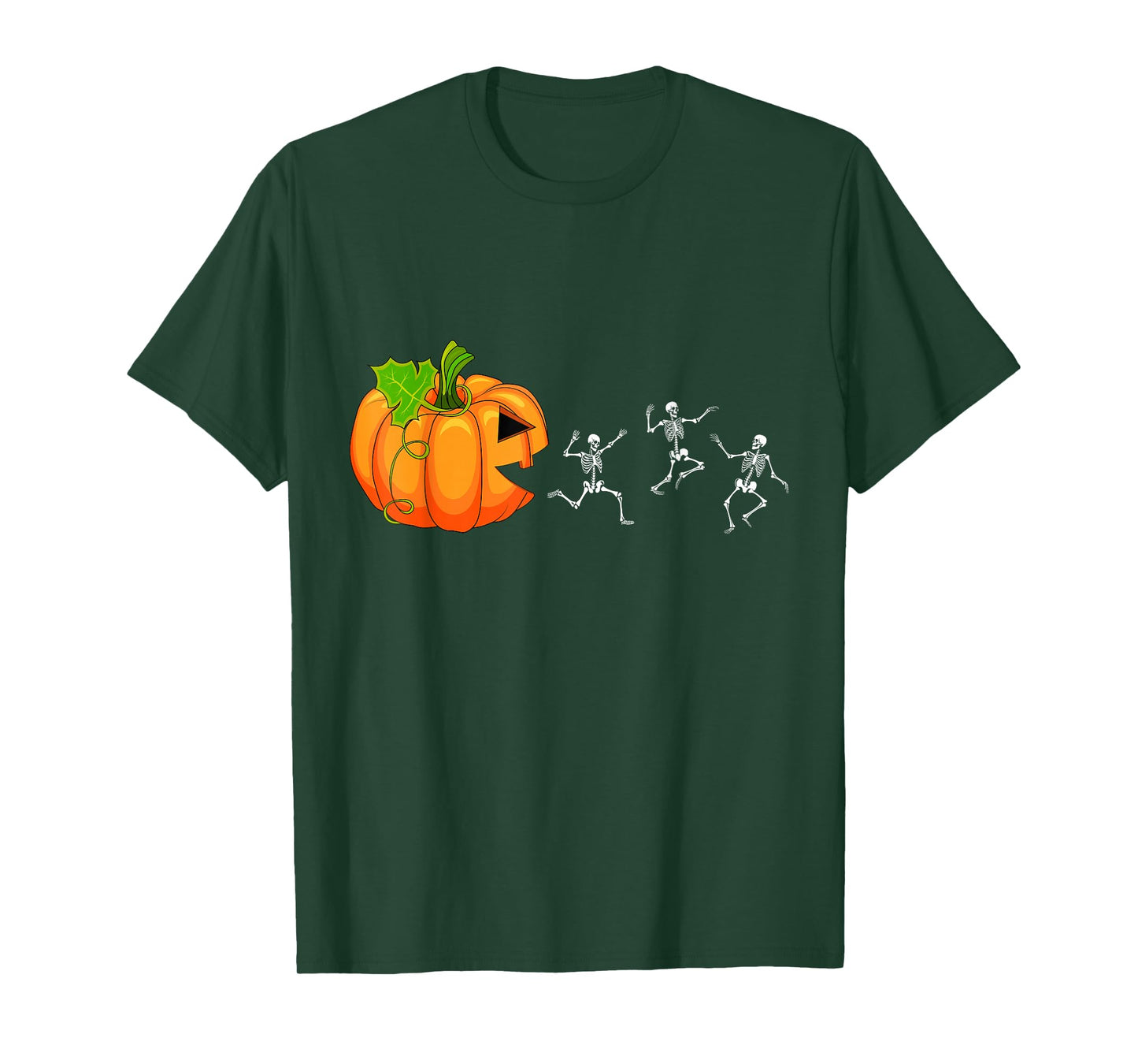 Cute Halloween Pumpkin Eating Skeletons Kids Men Women T-Shirt