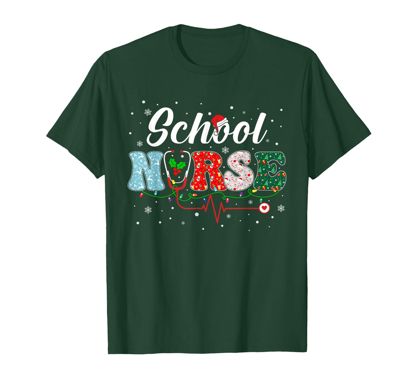 Love School Nurse Life Snowman Christmas Nurse Xmas Pajama T-Shirt
