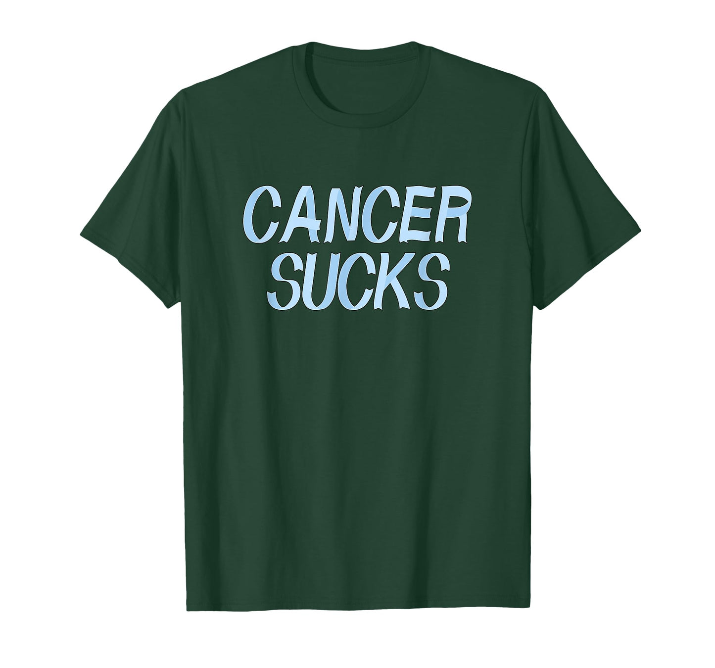 Cancer Sucks - Light Blue Prostate Cancer Ribbon Letters T-Shirt