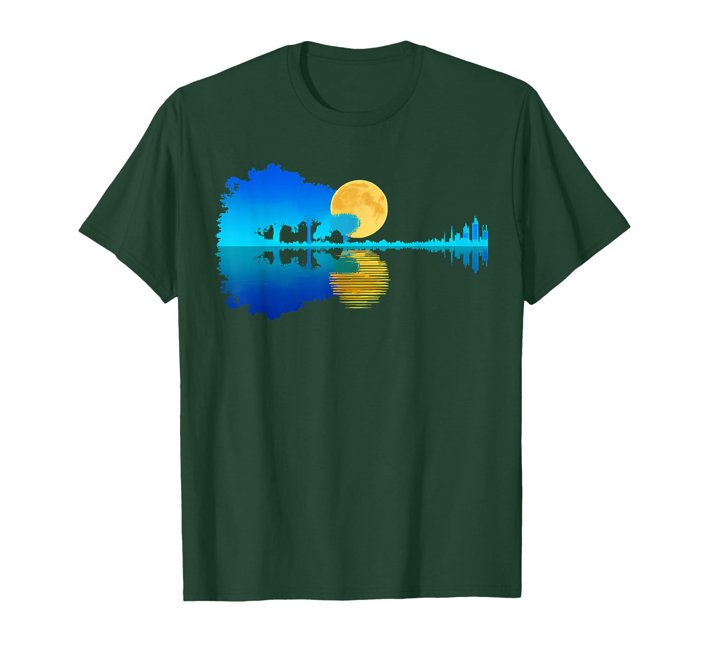 Guitar Lake Reflections Shadow Love Guitar Acoustic Musician T-Shirt
