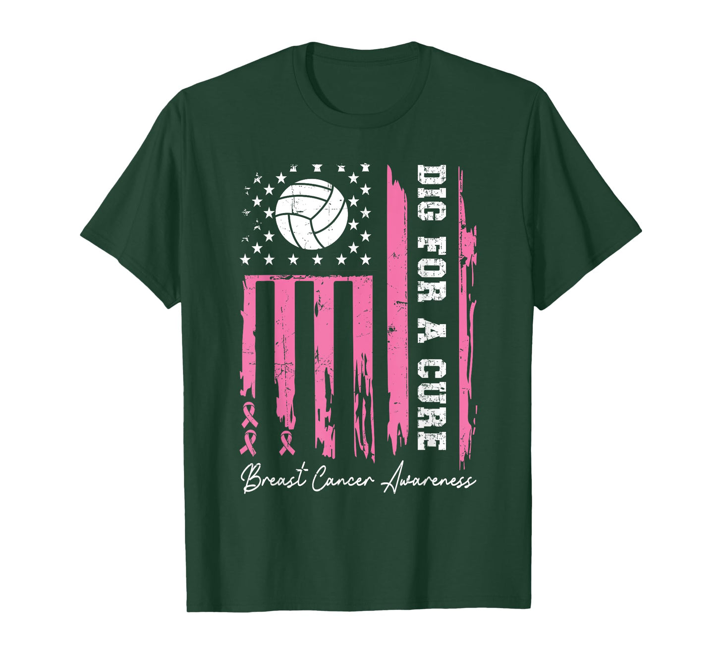 Dig For A Cure Breast Cancer Awareness Ribbon Volleyball T-Shirt