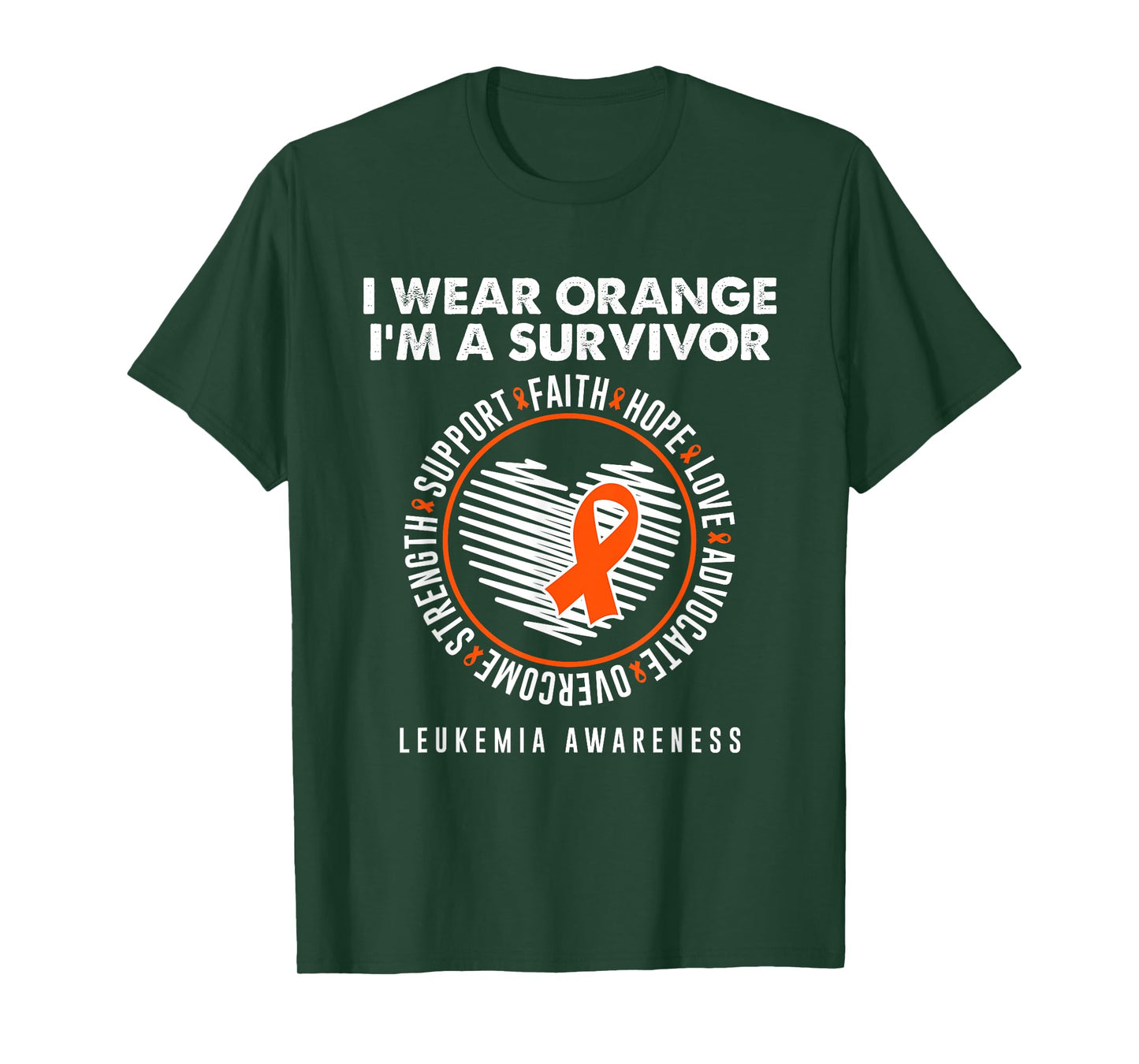 Wear Orange Ribbon Survivor Leukemia Blood Cancer Awareness T-Shirt
