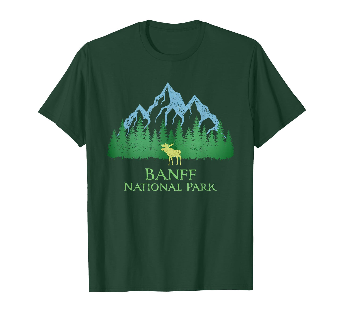 Banff National Park Alberta Canada Moose Trees Vintage Look T-Shirt