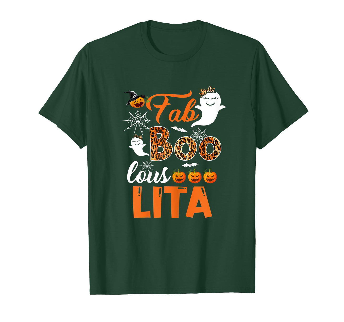 Womens Leopard Fab Boo Lous Lita Spooky Lita Halloween Costume Gift T-Shirt