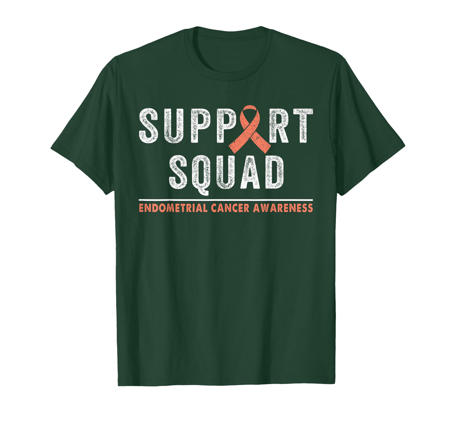 Peach Ribbon Support Squad Endometrial Cancer Awareness T-Shirt