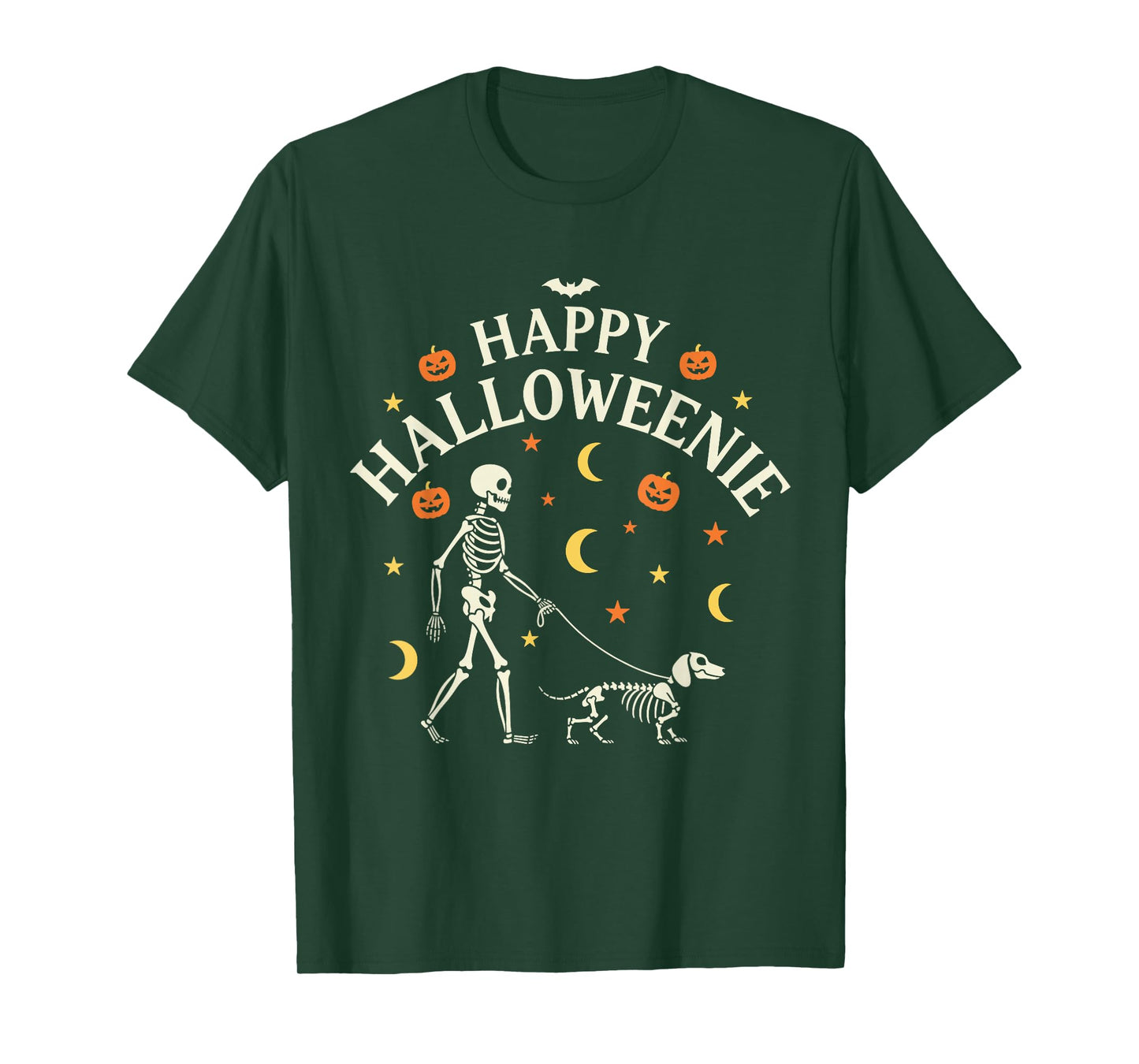 Happy Halloweenie Funny Halloween Skeleton Dachshund Dog T-Shirt