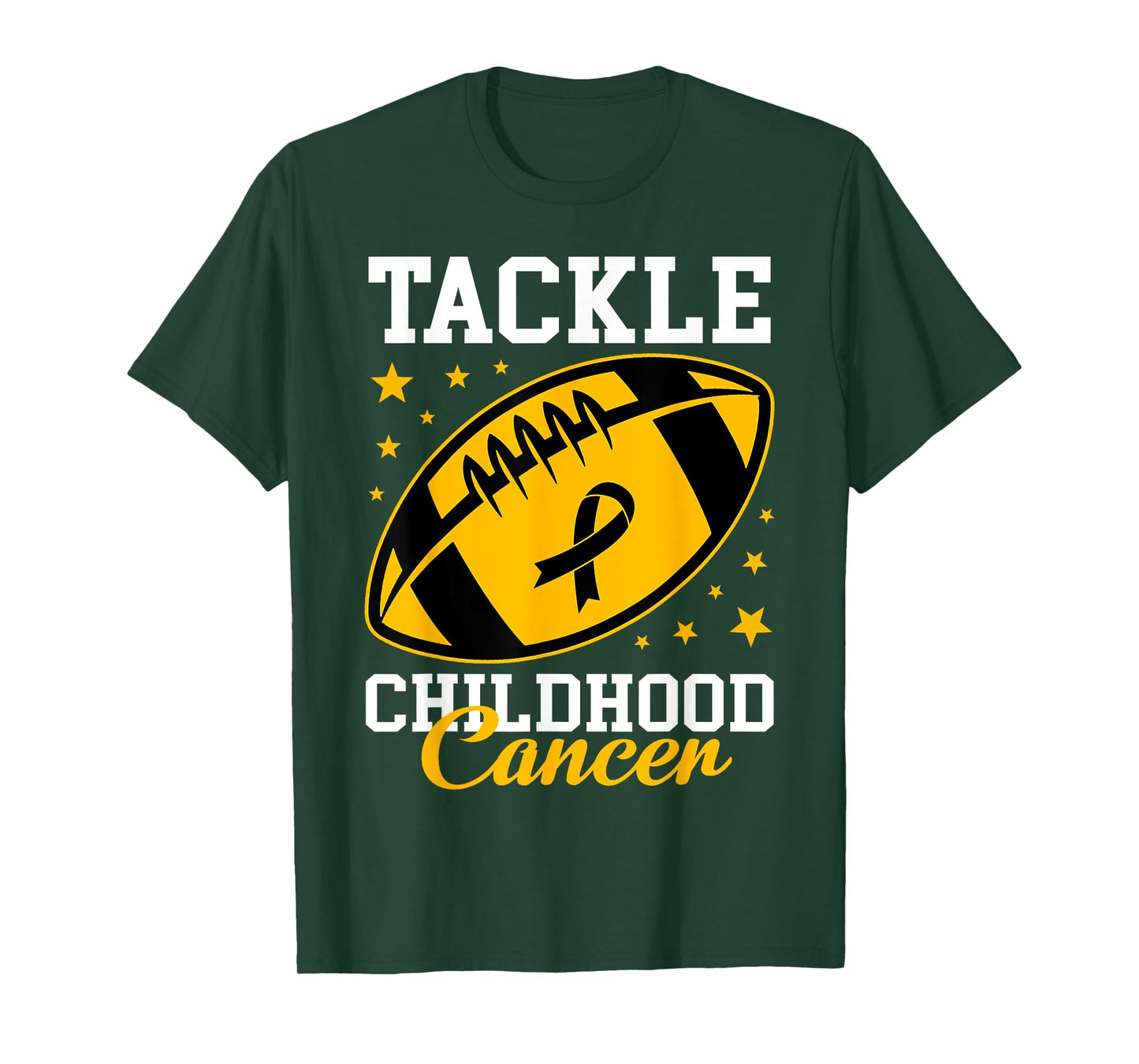 Tackle Childhood Cancer Awareness Ribbon Football Family Kid T-Shirt
