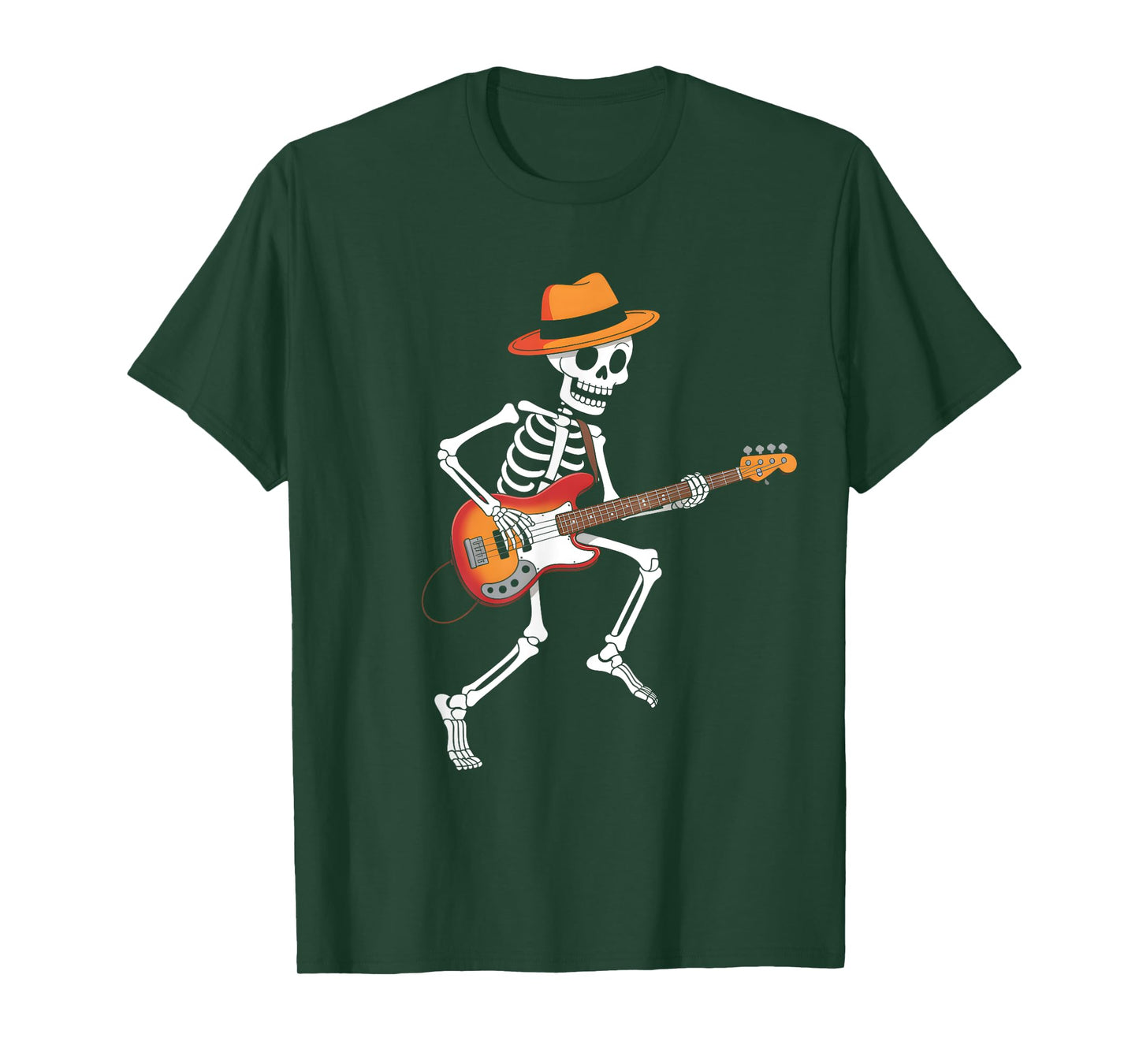 Skeleton Playing Electric Guitar Rock Halloween T-Shirt