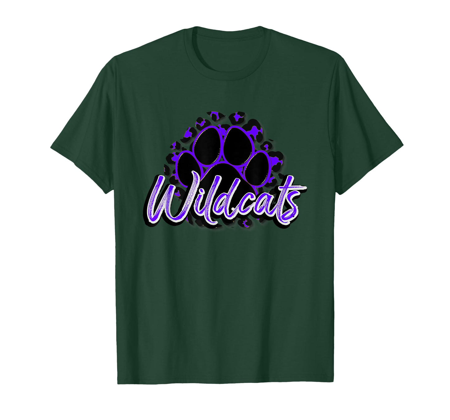 Wildcats Purple Black Cheetah School Sports Fan Team Spirit T-Shirt