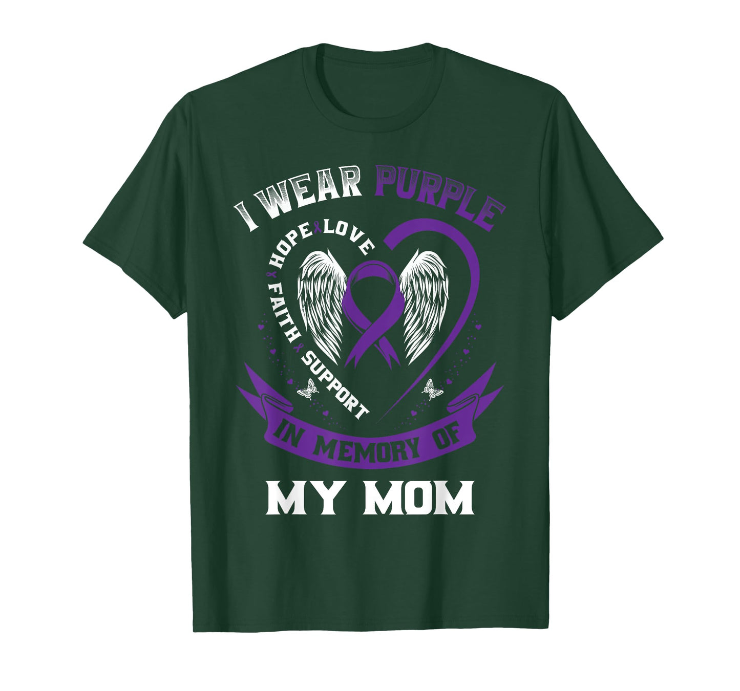 I Wear Purple In Memory Of My Mom Alzheimers Awareness Wings T-Shirt