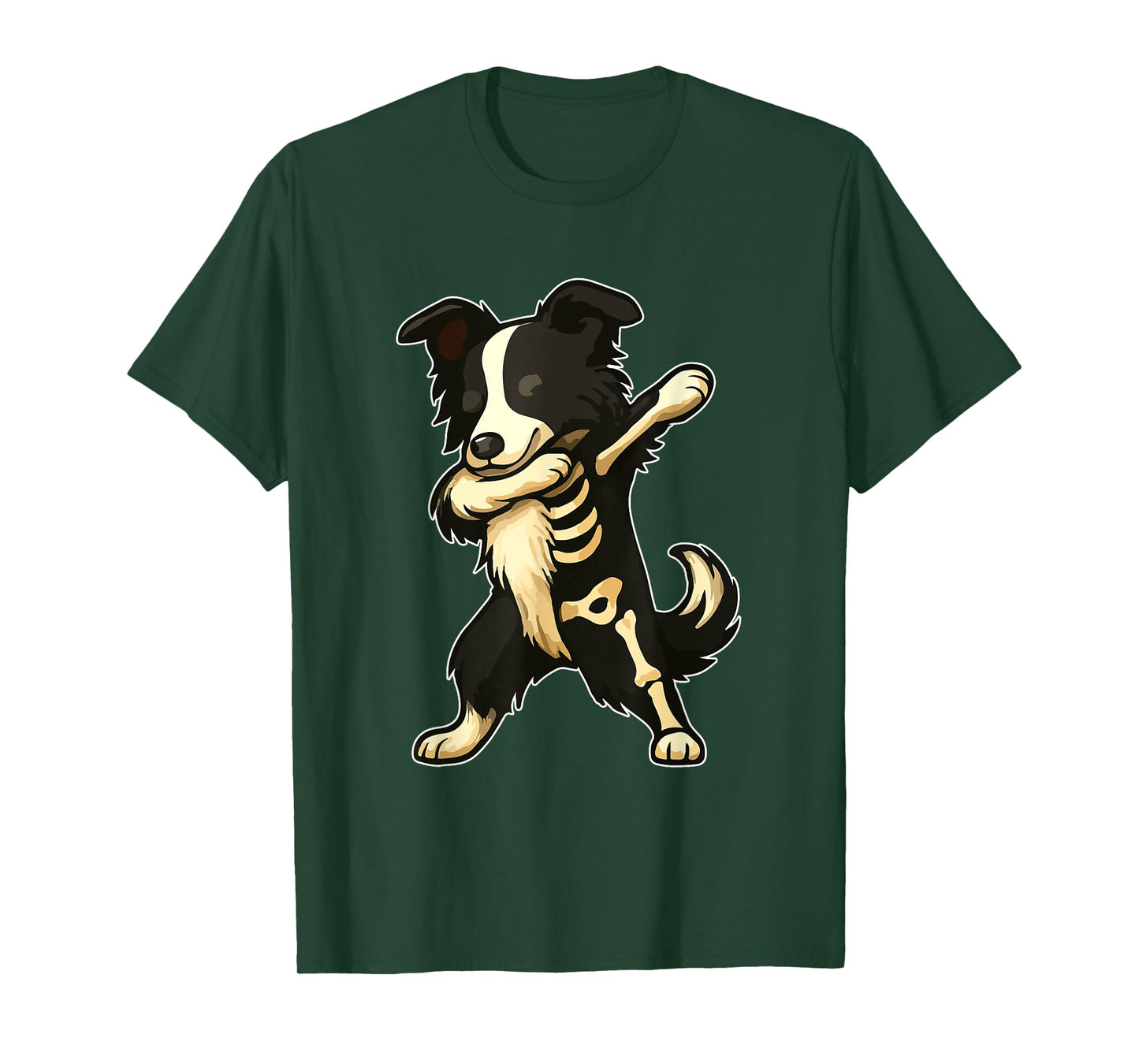 Dabbing Border Collie Half Skeleton Halloween Owner Lover T-Shirt