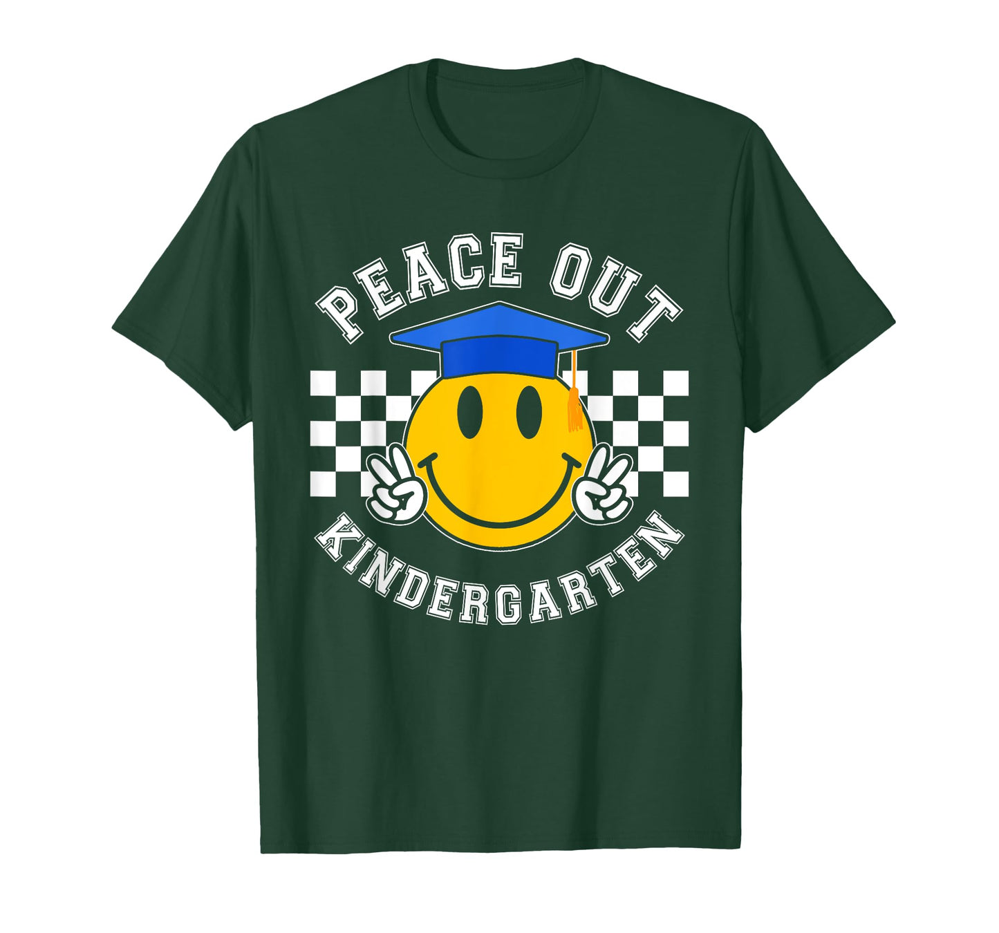 Retro Peace Out Kindergarten Smile Face Last Day of School T-Shirt