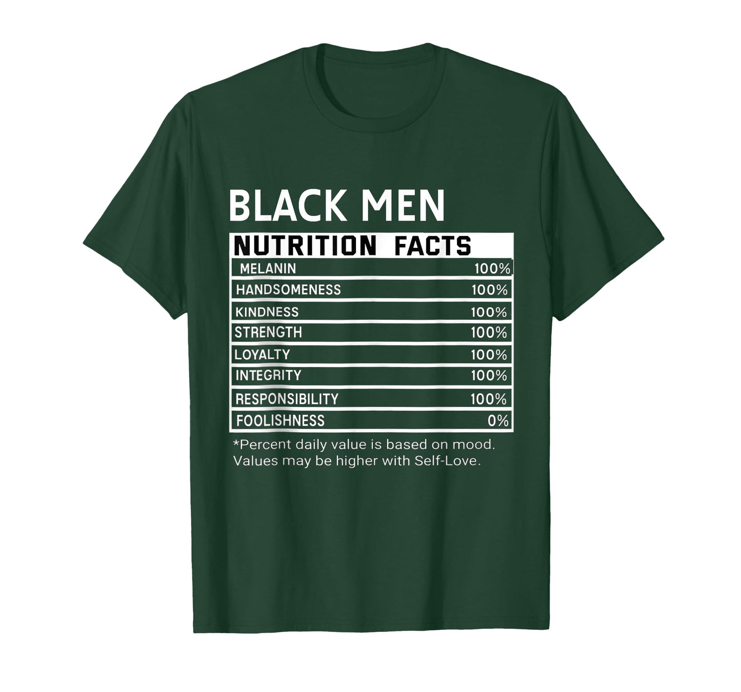 Black History Month Nutrition Facts Black Men Melanin Mens T-Shirt