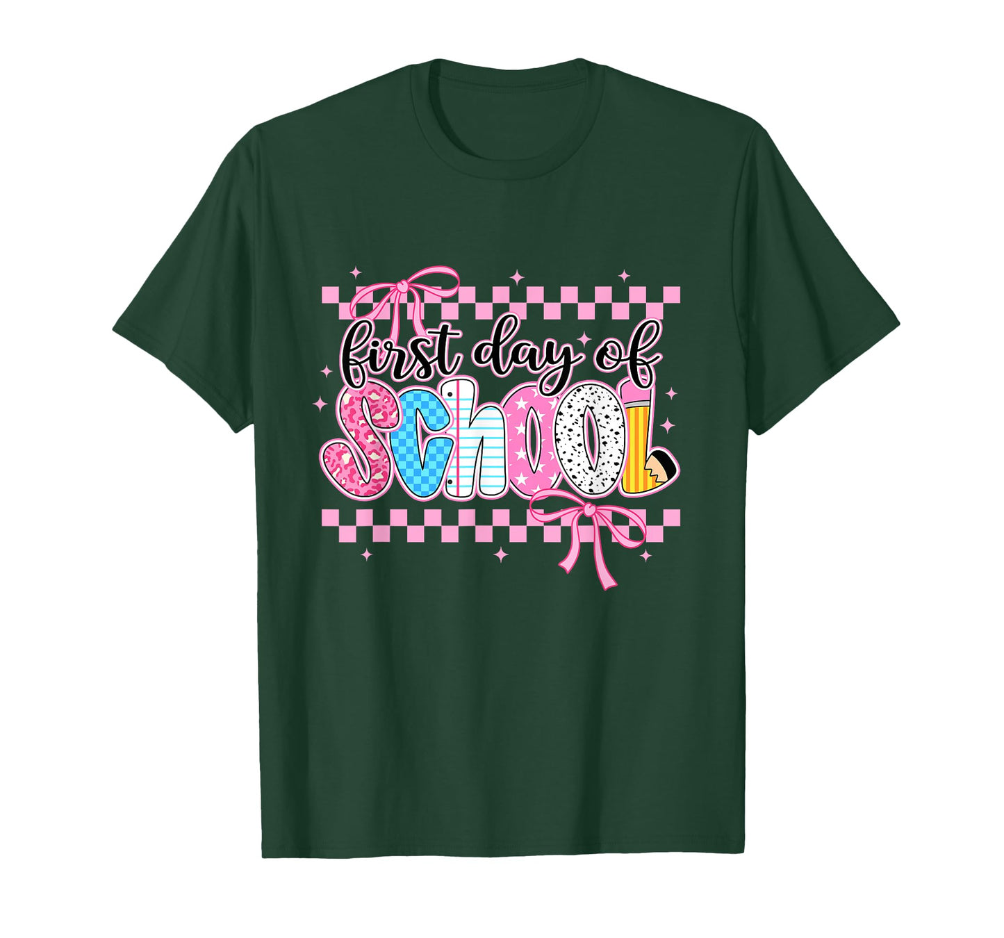 Retro First Day Of School Bow Teacher Student Back To School T-Shirt
