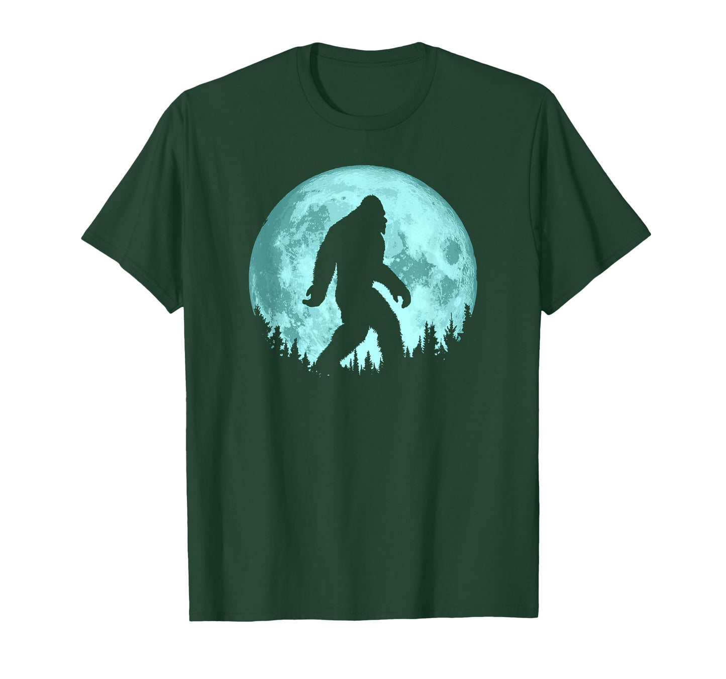 Bigfoot Night Minimalist Full Moon & Trees Sasquatch T-Shirt