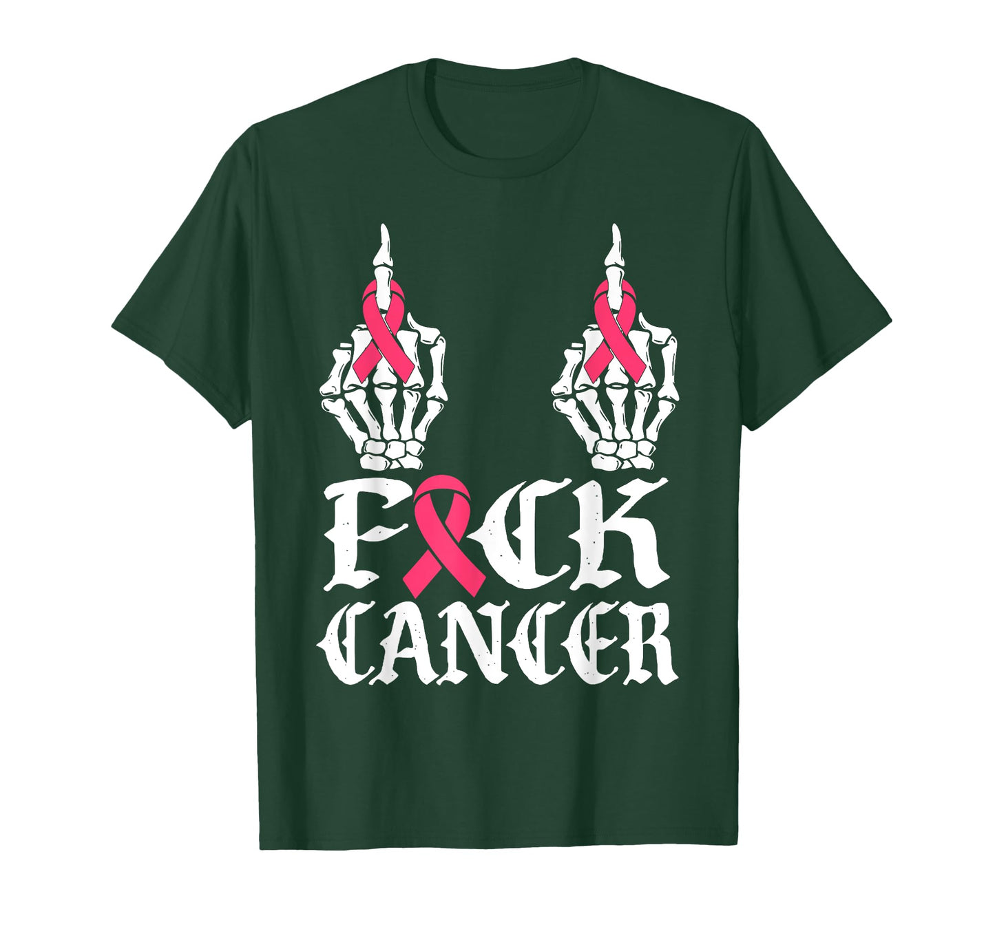 Fuck Cancer Skull and Crossbones Skeleton Breast Cancer T-Shirt