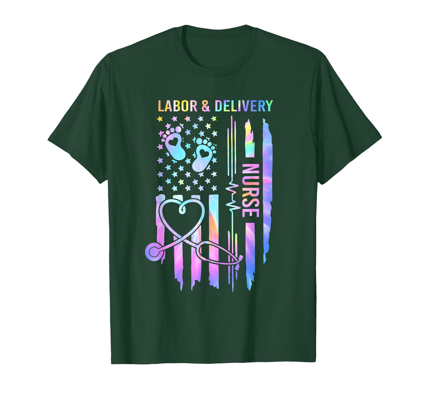 Labor and Delivery L&D Nurse Tie Dye T-Shirt - Women's Unisex Humorous Nursing Gift - Black, Small