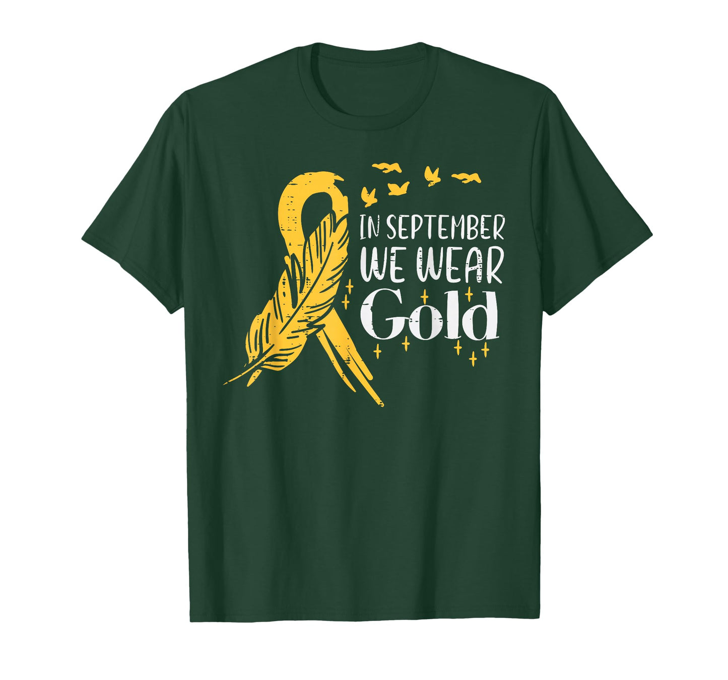 In September We Wear Gold Feather Childhood Cancer Awareness T-Shirt