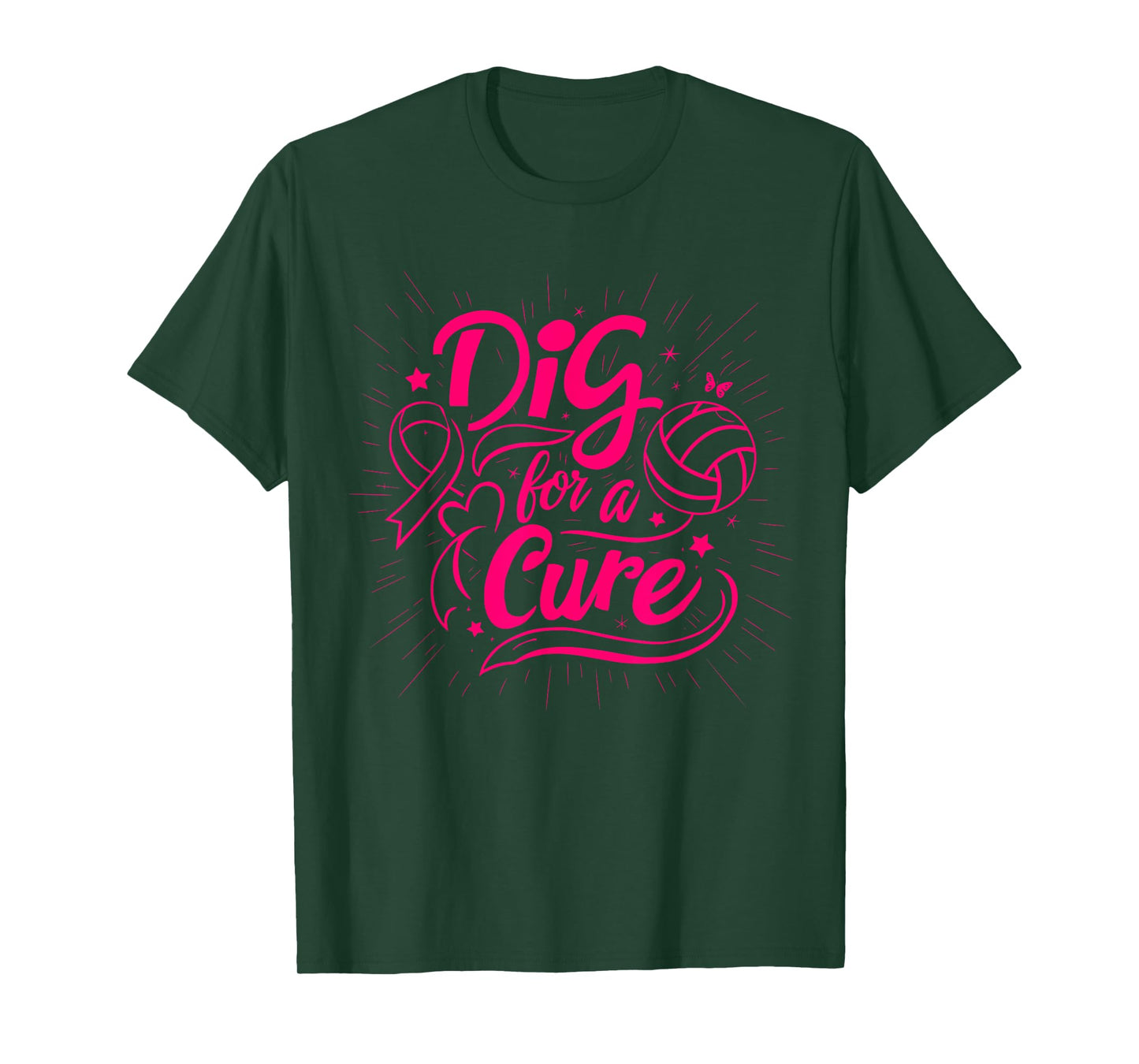 Dig For A Cure Breast Cancer Awareness Volleyball Pink T-Shirt