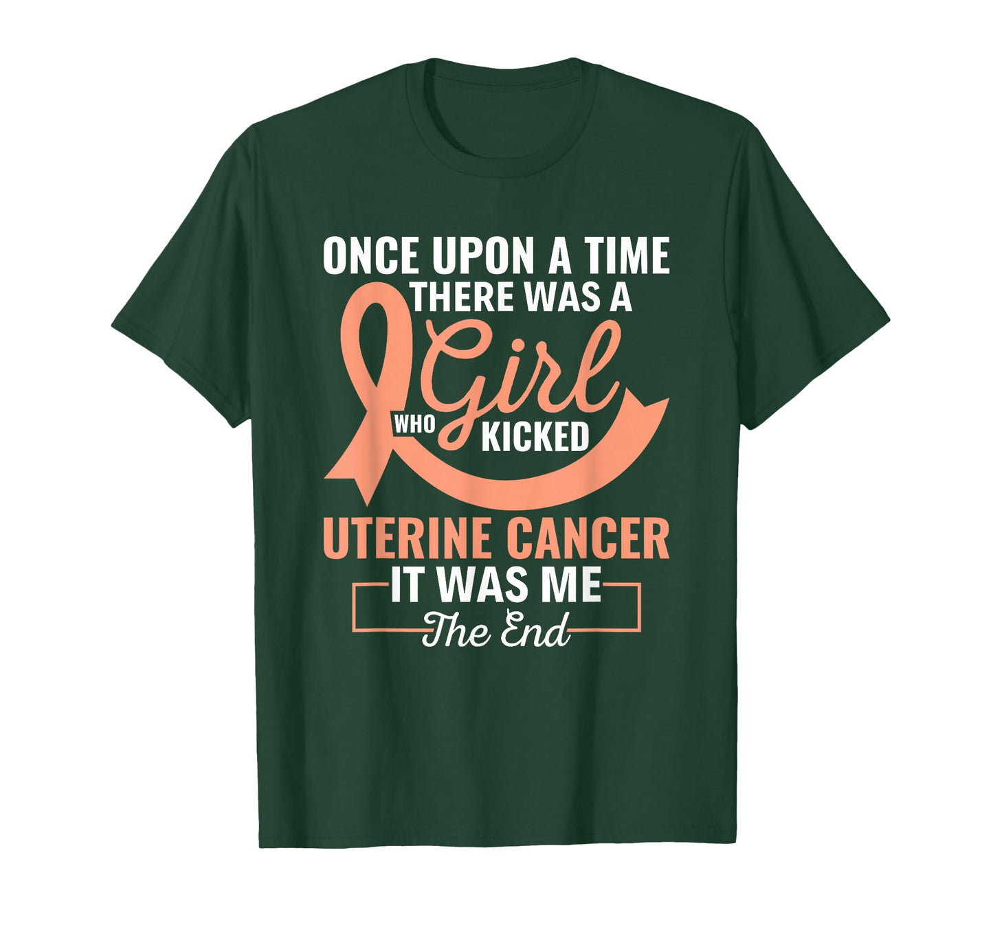 Girl Who Kicked Uterine Cancer Peach Ribbon Warrior T-Shirt