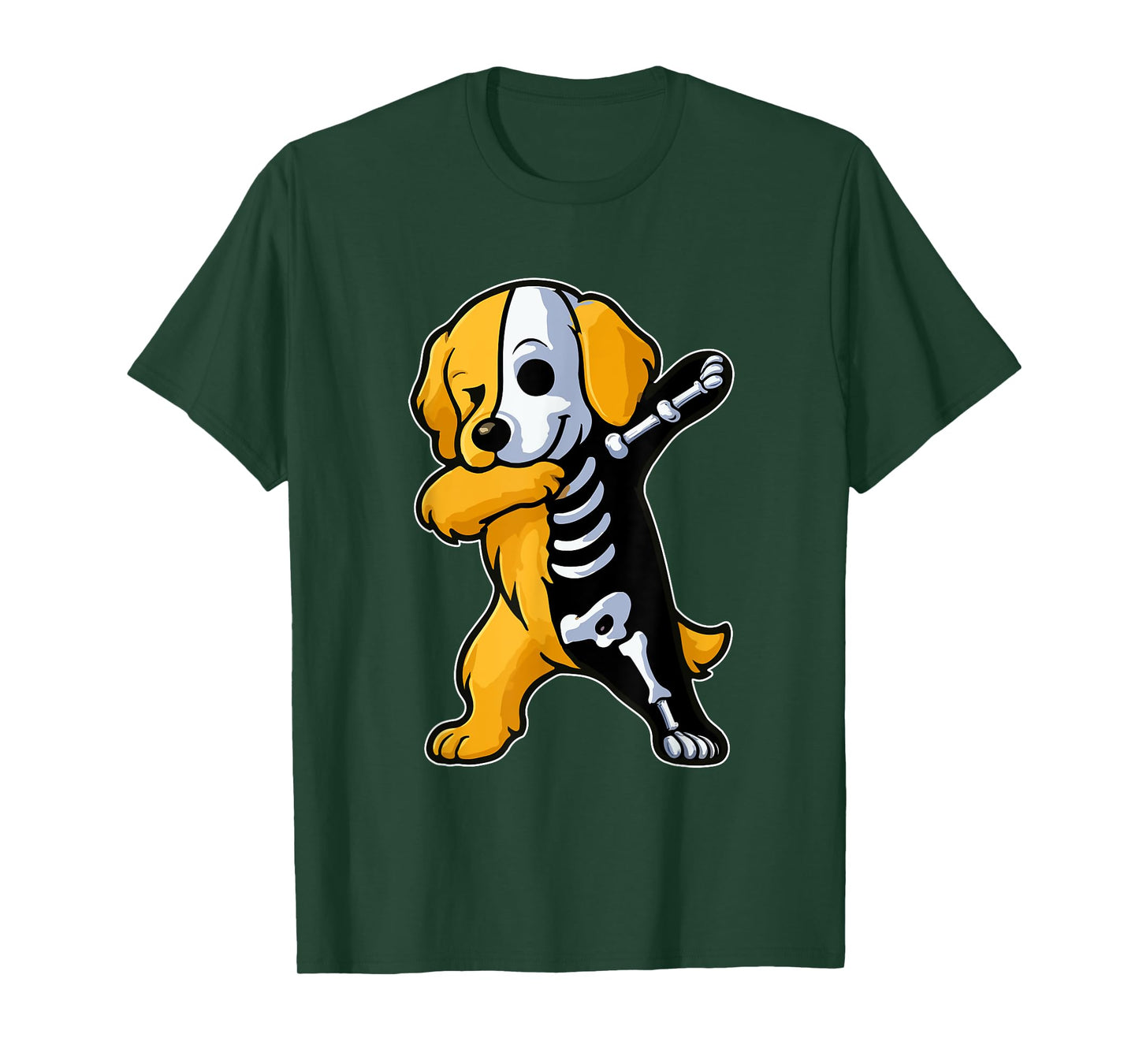Dabbing Golden Retriever Half Skeleton Halloween Owner T-Shirt