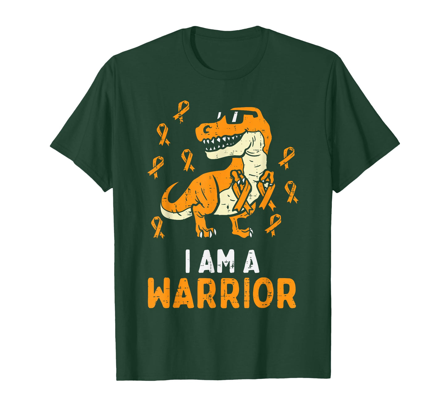 Trex Orange Ribbon Im A Warrior Leukemia Awareness Boys Kids T-Shirt
