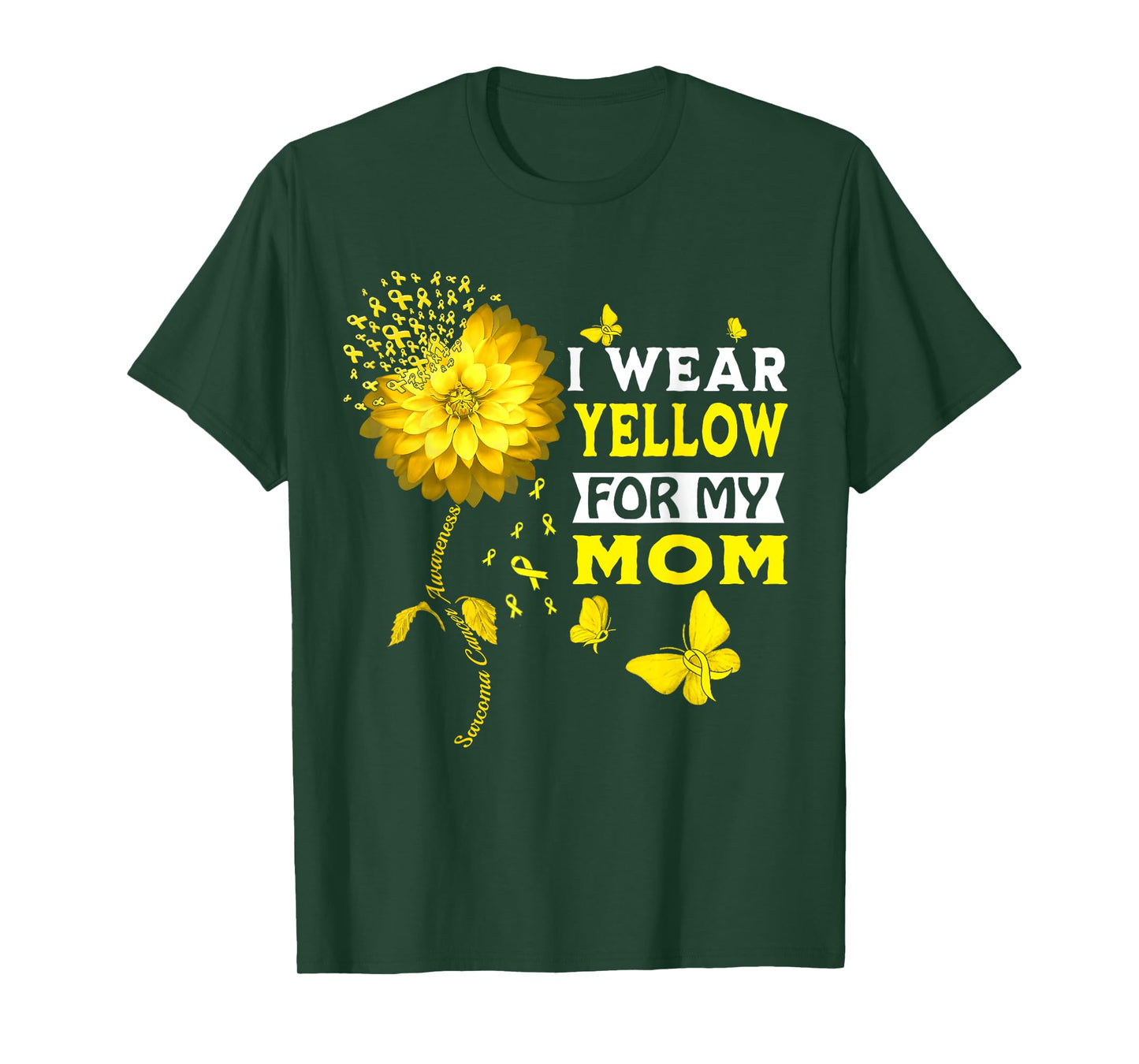 I Wear Yellow For My Mom Sarcoma Cancer Warrior Sunflower T-Shirt