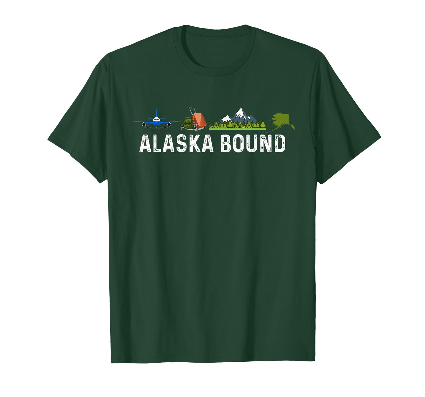 Alaska Bound Airplane Luggage and Mountains T-Shirt