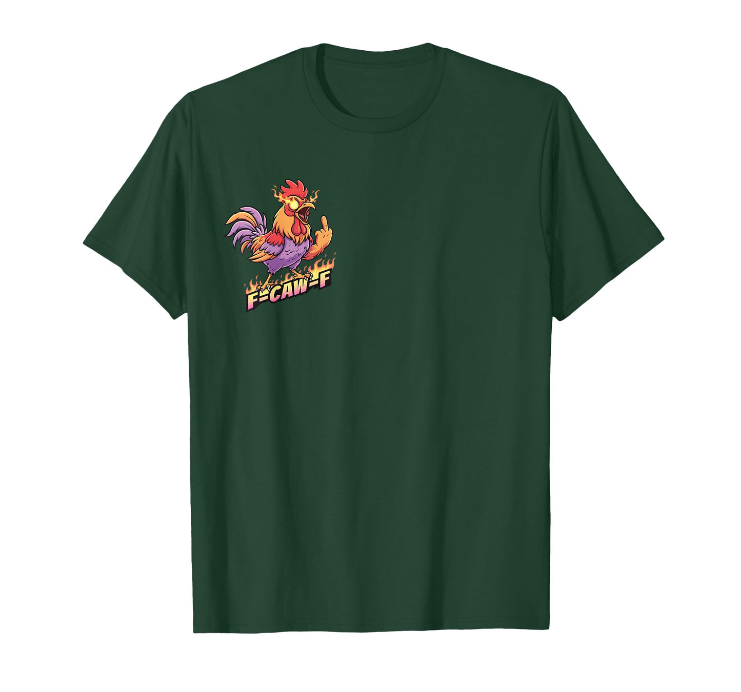 F CAW F Flame Funny Middle Angry Chicken Cartoon Finger T-Shirt