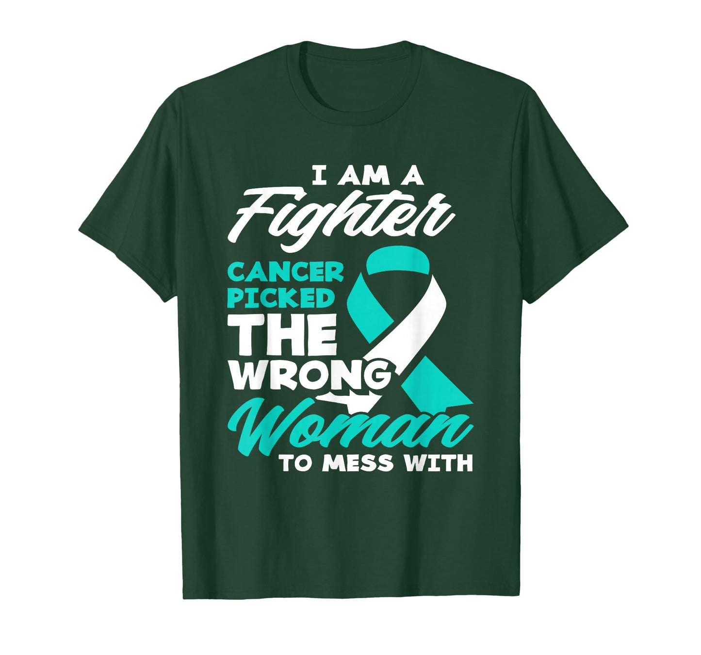 Fighter Cancer Picked Wrong Woman Cervical Cancer Awareness T-Shirt