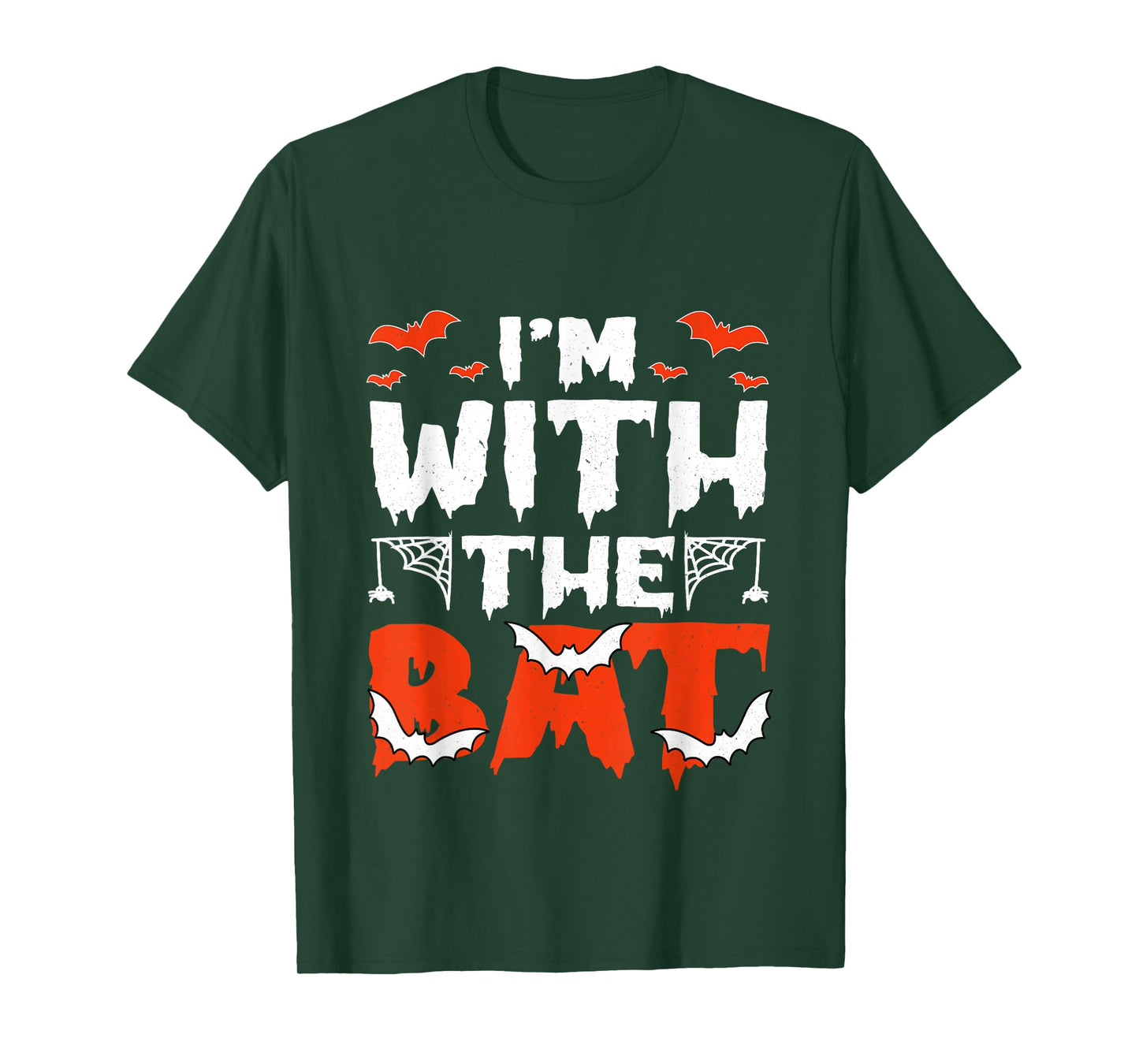 I'm with The Bat Funny Skeleton Halloween Matching Couple T-Shirt