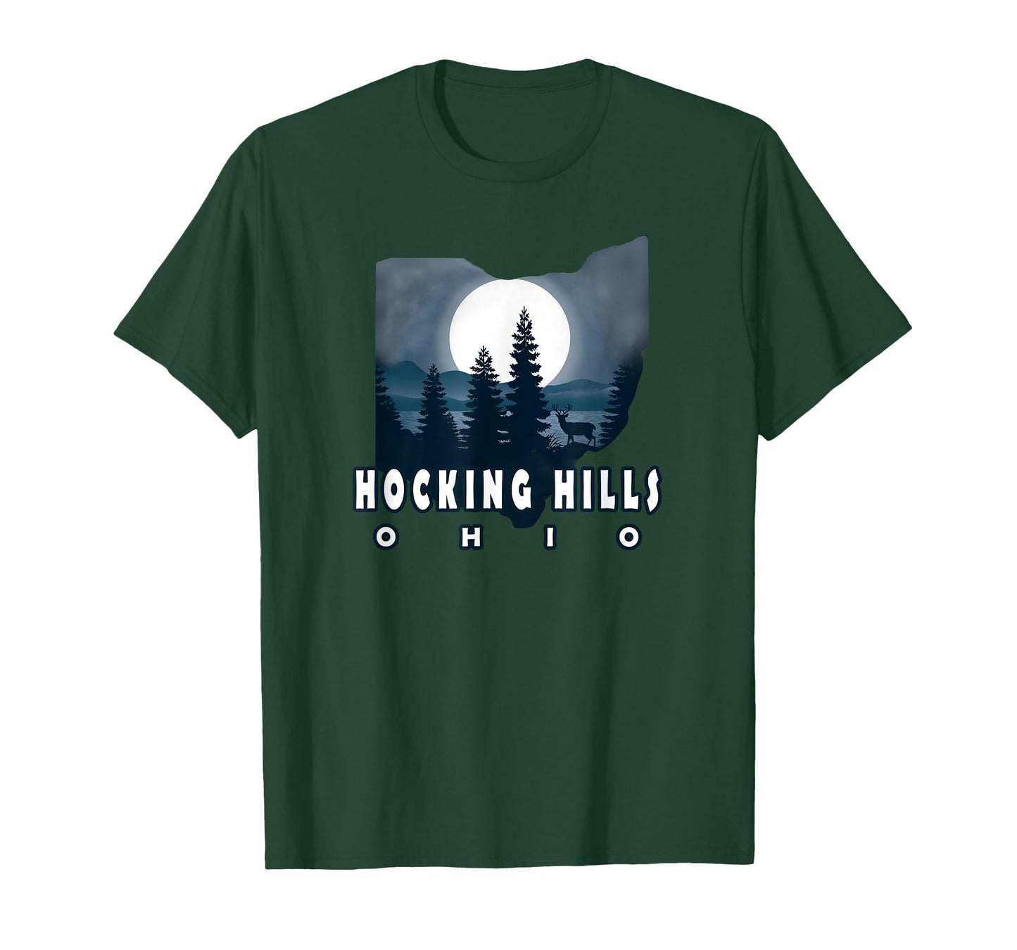 HOCKING HILLS State Park With Deer and Moon T-Shirt