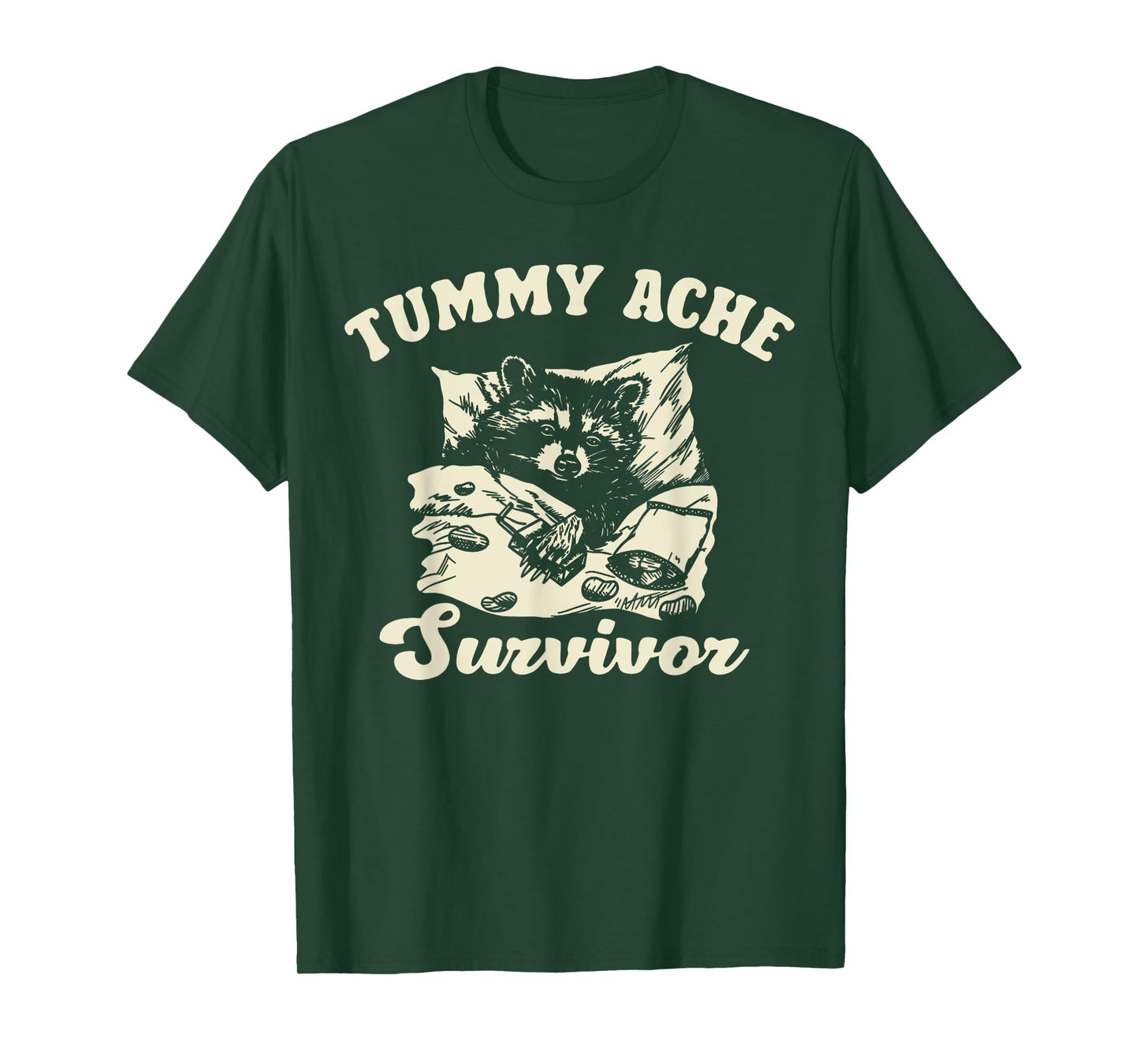 Vintage Tummy Ache Survivor Racoon Retro 90s Animal Lover T-Shirt