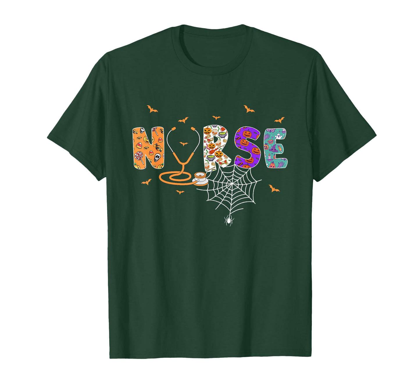 Halloween Nurse Scrub Top Stethoscope Nursing T-Shirt