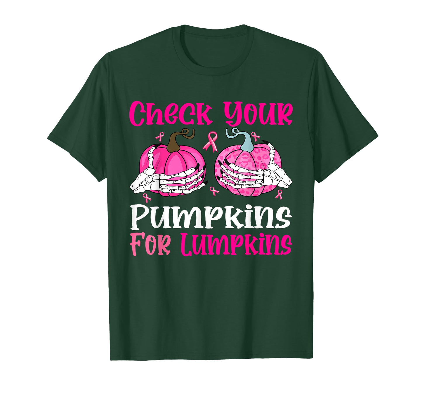 Check Your Pumpkins Breast Cancer Awareness Halloween Women T-Shirt