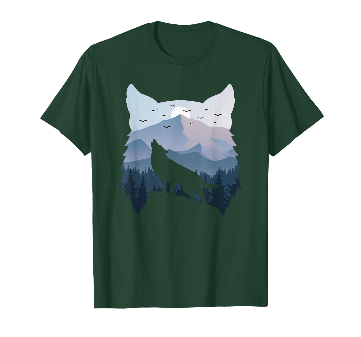 Wolf Landscape Mountain Wildlife Animal Nature Men Women T-Shirt