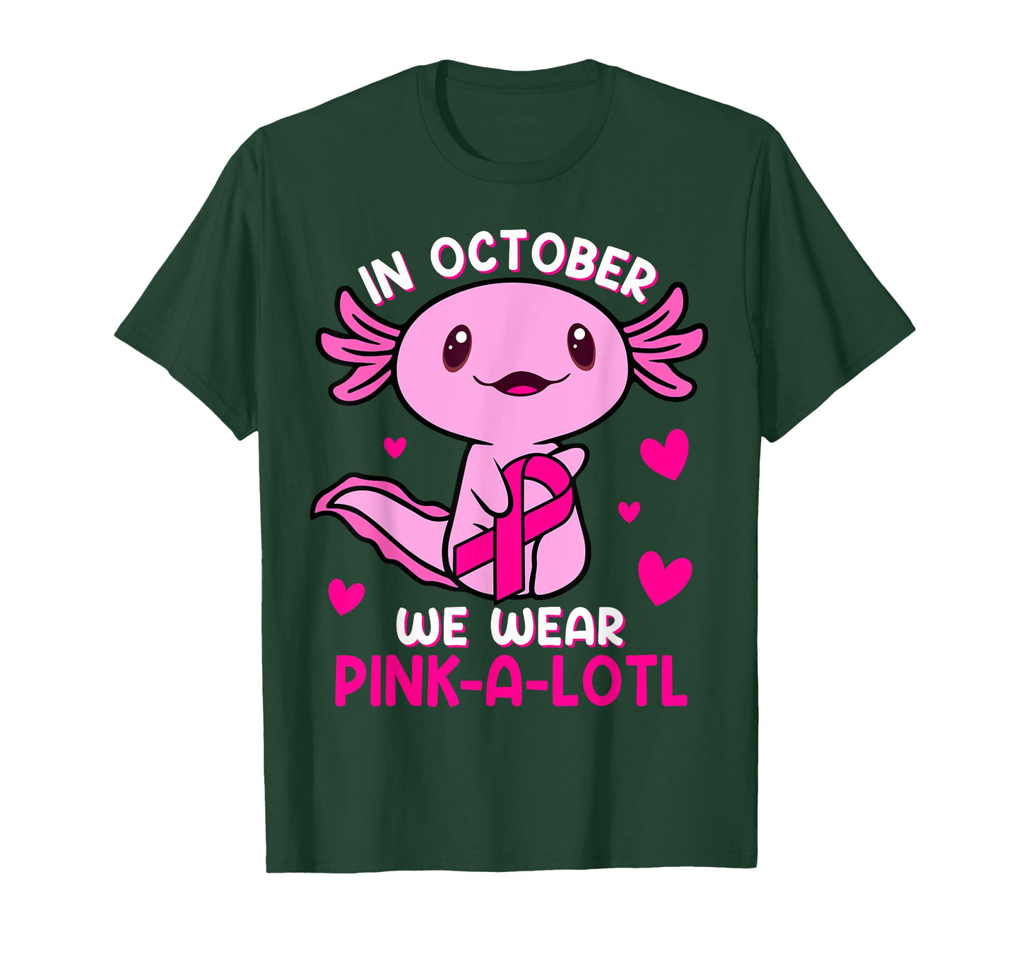 Axolotl Breast Cancer In October We Wear Pink A Lotl Kids T-Shirt